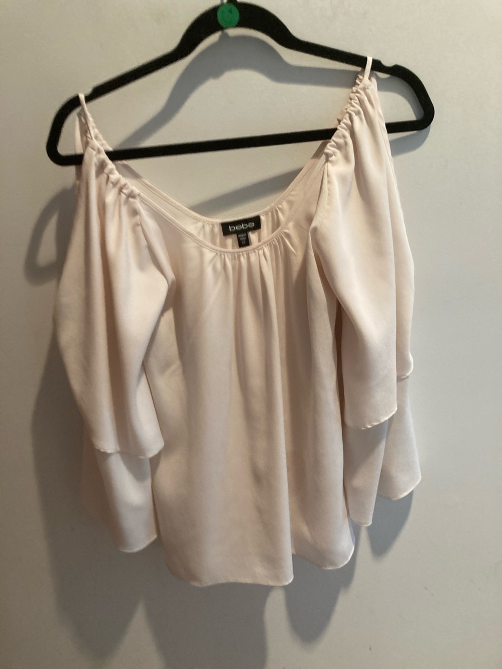 bebe Cream Off-Shoulder Ruffle Sleeve Blouse